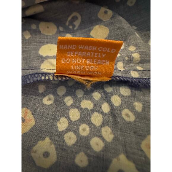 NWOT Oliphant Mandarin Balloon Sleeve Blouse Shabori Indigo Size XL 100% Cotton - Picture 11 of 11